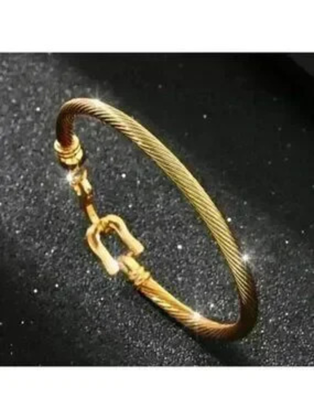 Gold Filled Stainless Steel Twist Cable Bracelet with Unique Closer